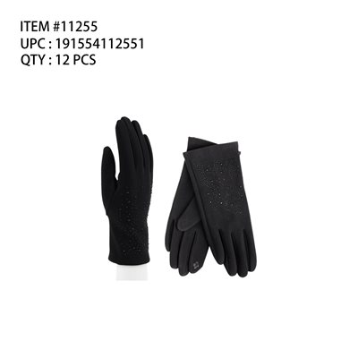 LADIES CASUAL TOUCH GLOVES WITH RHINESTONES